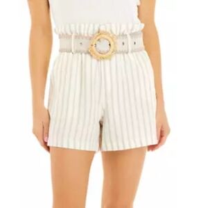 Sam Edelman linen blend paper bag striped shorts with pockets